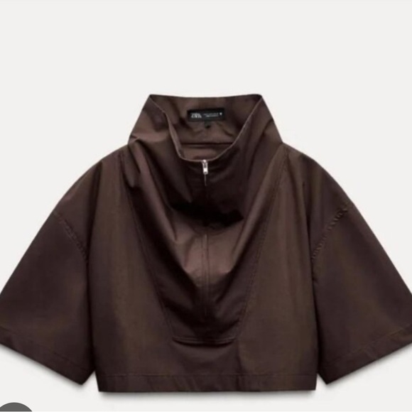 Zara Dark Brown Crop Top - Picture 2 of 12